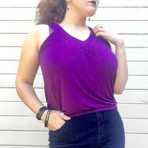 Cable & Gauge Sleeveless Purple Blouse